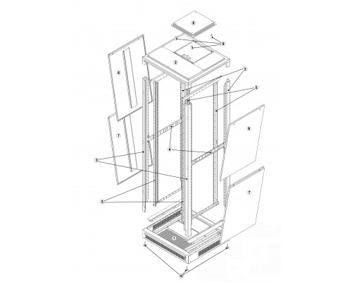 Шкаф телекоммуникационный напольный 19 42U со стеклянной дверью 2.860.42-12
