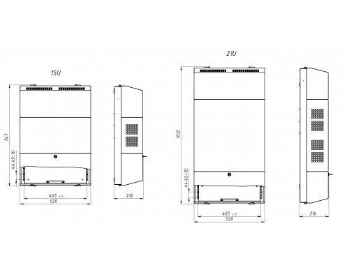 Шкаф настенный 19" SmartLine 520×220×1020